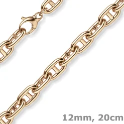 12mm Steg-Ankerarmband Armband Armkette aus 585 Gold Rotgold 20cm