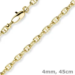 4mm Steg-Ankerkette Kette Collier Halskette aus 585 Gold Gelbgold 45cm