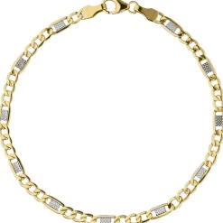 3,7mm Steg-Panzerarmband Armband Armkette aus 333 Gold Gelbgold 19cm