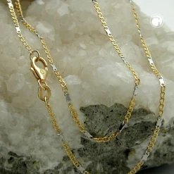 1,4mm Stegpanzer Kette Halskette Collier aus 585 Gold Gelbgold, 45cm