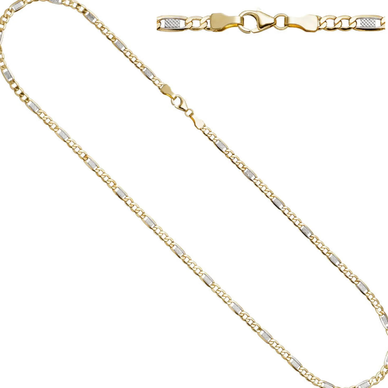 3,7mm Steg-Panzerkette Kette Halskette Collier 333 Gelbgold Gold 45cm