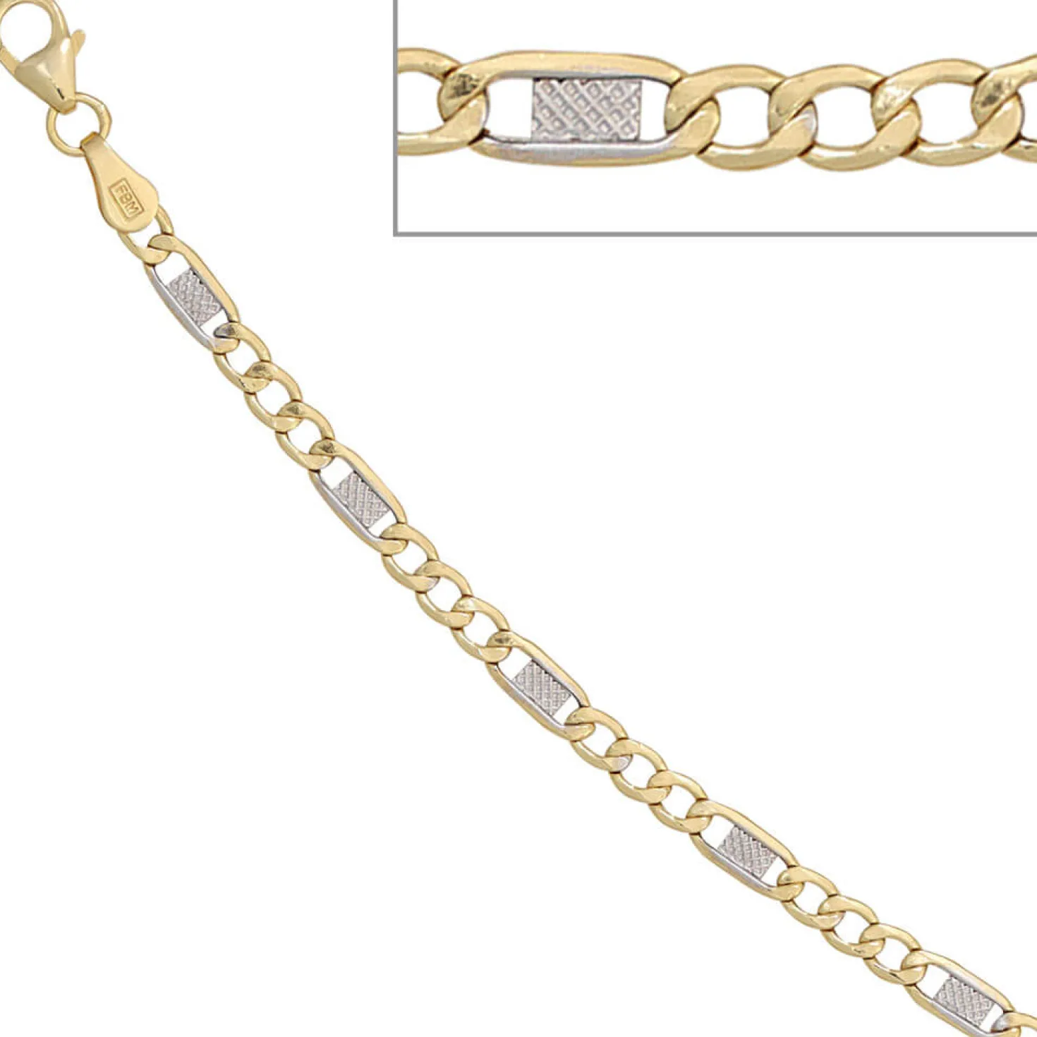 3,7mm Steg-Panzerkette Kette Halskette Collier 333 Gelbgold Gold 45cm