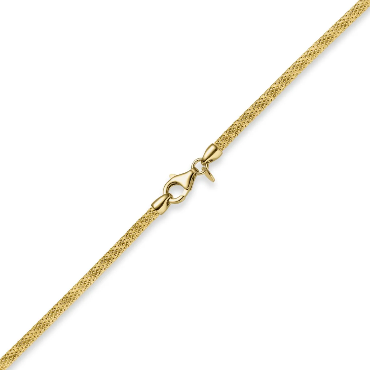 3mm Strickcollier Kette Halsreif, 585 Gold Gelbgold, 42cm, Damen