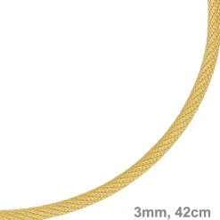 3mm Strickcollier Kette Halsreif 750 Gold Gelbgold 42cm Damen Goldkette