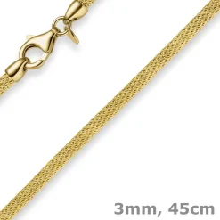 3mm Strickcollier Kette Halsreif 750 Gold Gelbgold 45cm Damen Goldkette