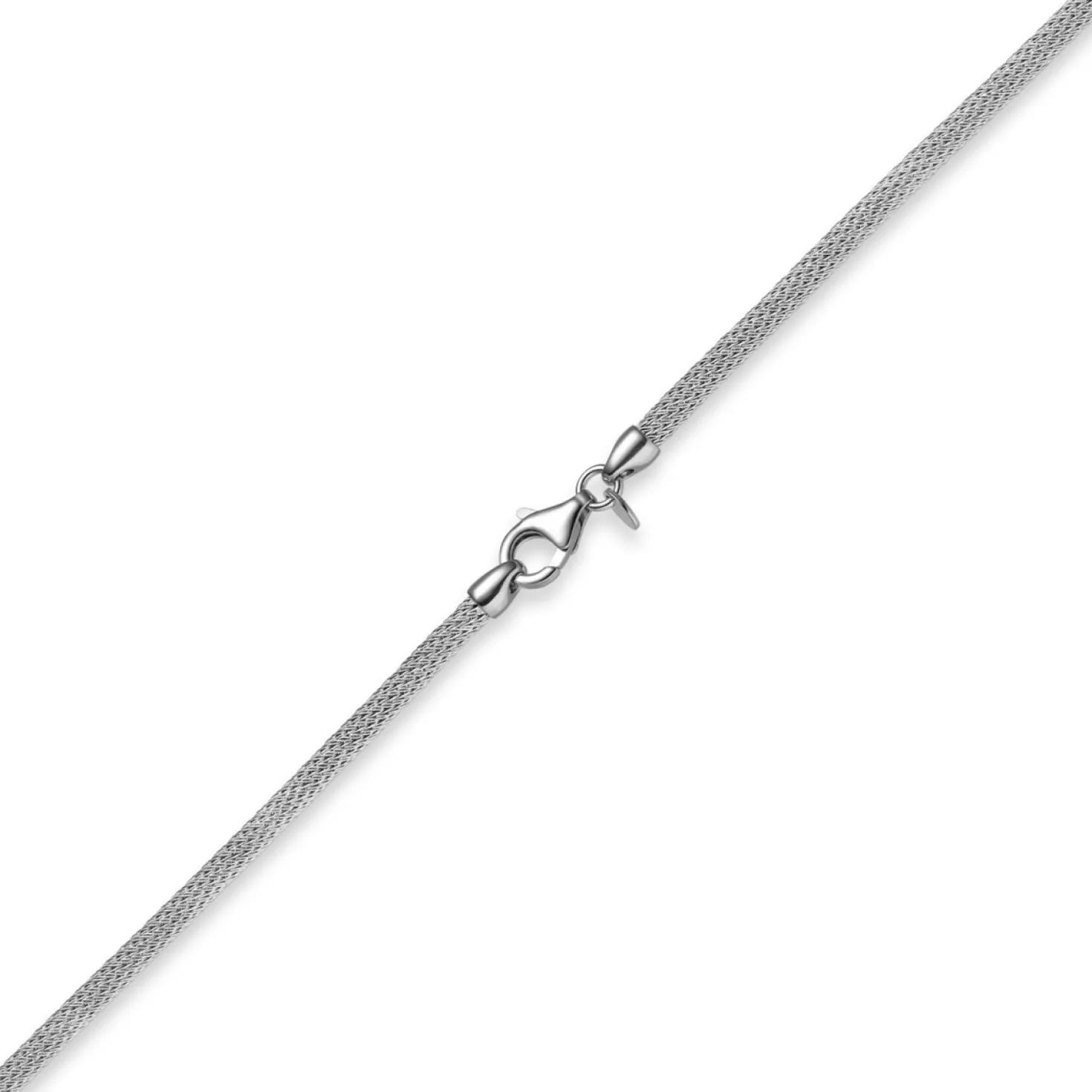 3mm Strickcollier Kette Halsreif, 585 Gold Weißgold, 42cm, Damen