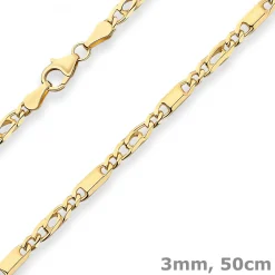 3mm Tigeraugenkette Goldkette Collier Halskette aus 585 Gold Gelbgold 50cm