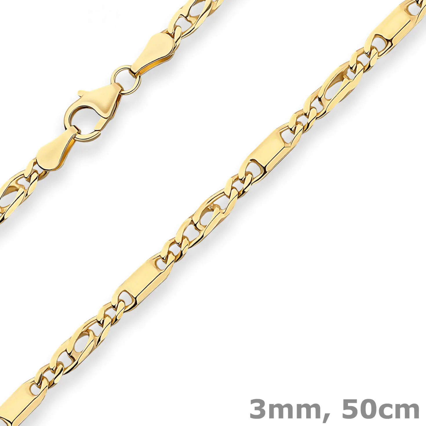 3mm Tigeraugenkette Goldkette Collier Halskette aus 585 Gold Gelbgold 50cm