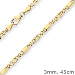 3mm Tigeraugenkette Goldkette Collier Halskette aus 585 Gold Gelbgold 45cm