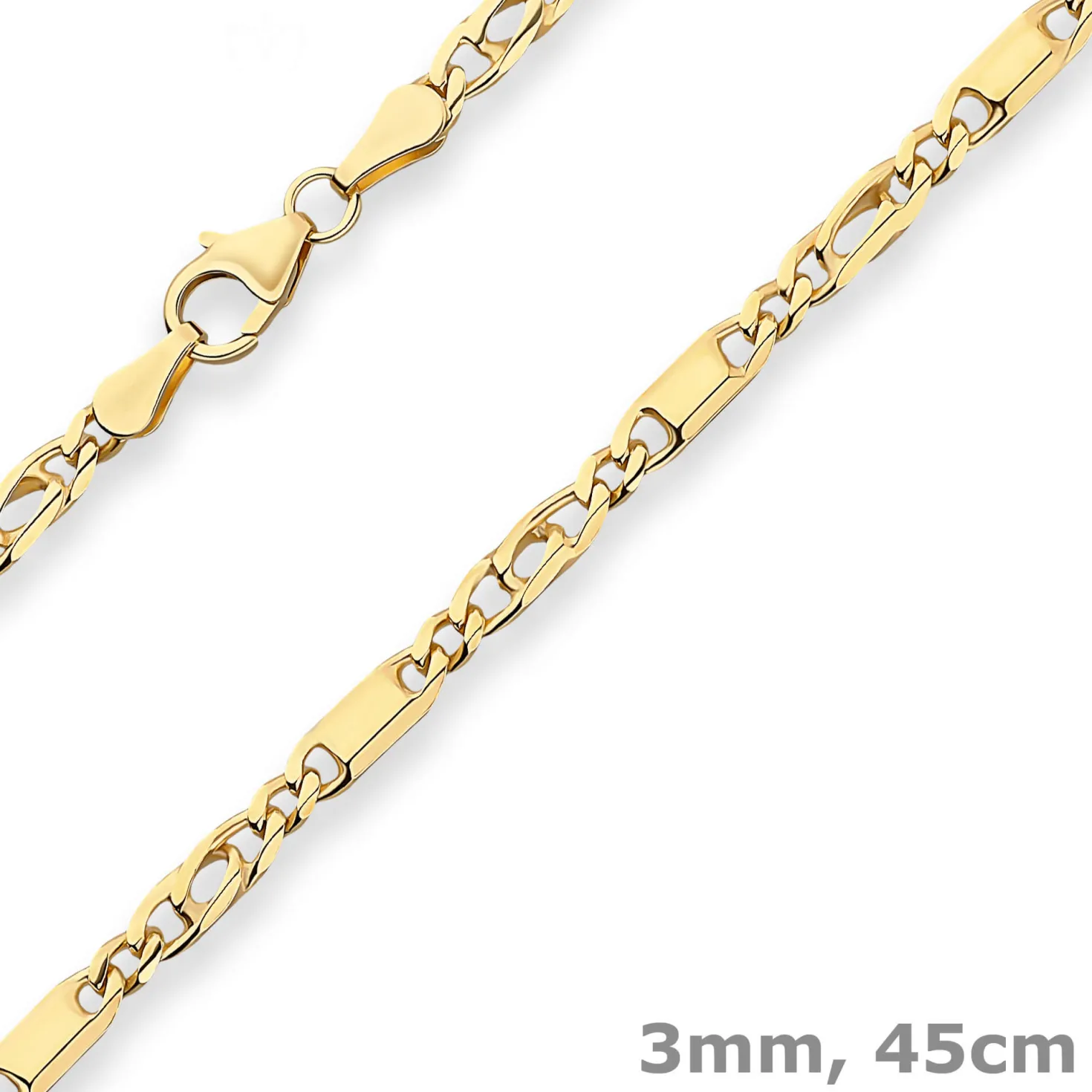 3mm Tigeraugenkette Goldkette Collier Halskette aus 585 Gold Gelbgold 45cm