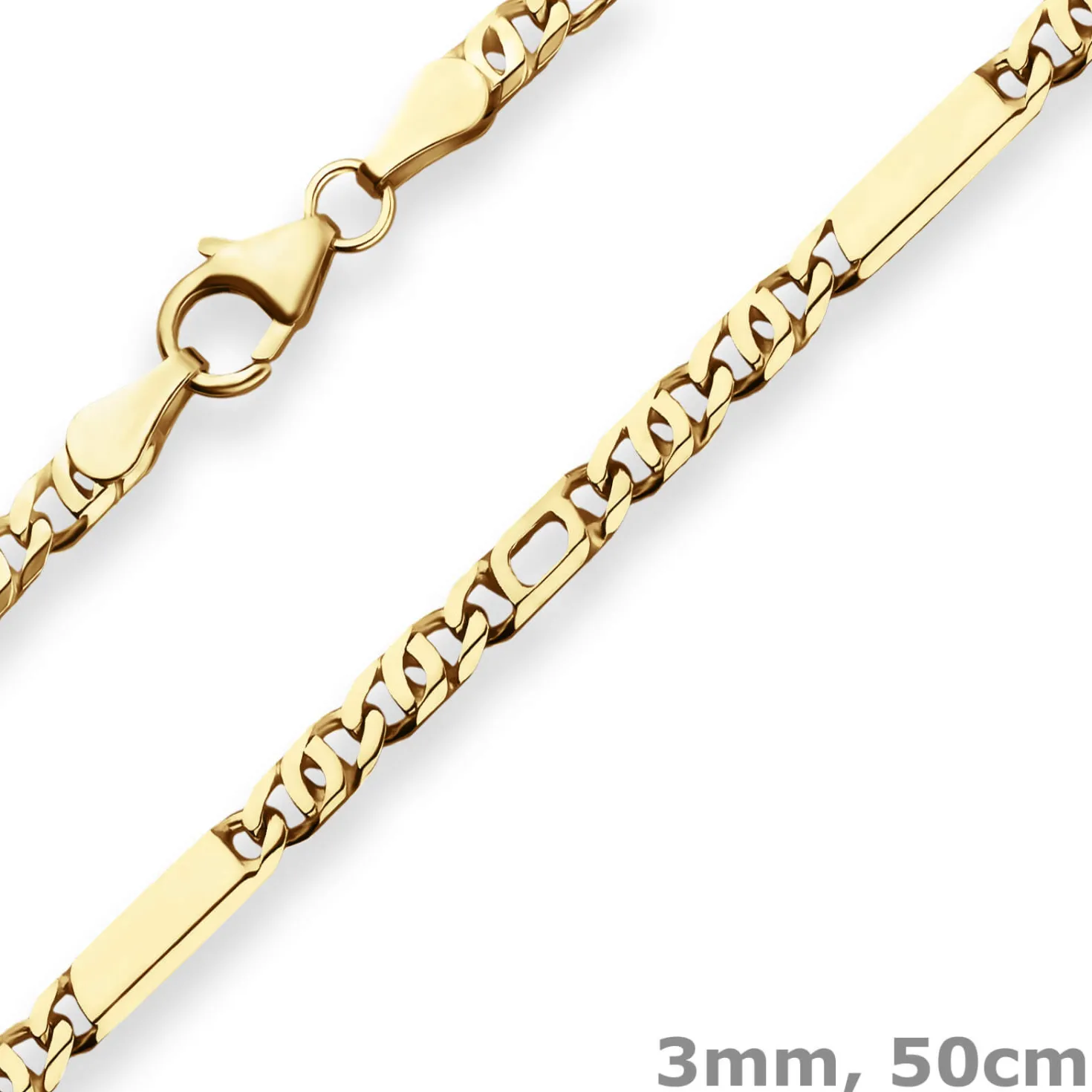 3mm Tigeraugenkette Goldkette Collier Halskette aus 333 Gold Gelbgold 50cm