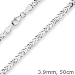 3,9mm Tigeraugenkette Silberkette Collier Halskette aus 925 Silber 50cm