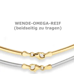 2,4mm Tondakette oval Collier Wendeomega flach aus 585 Gold gelb/weiß 42cm