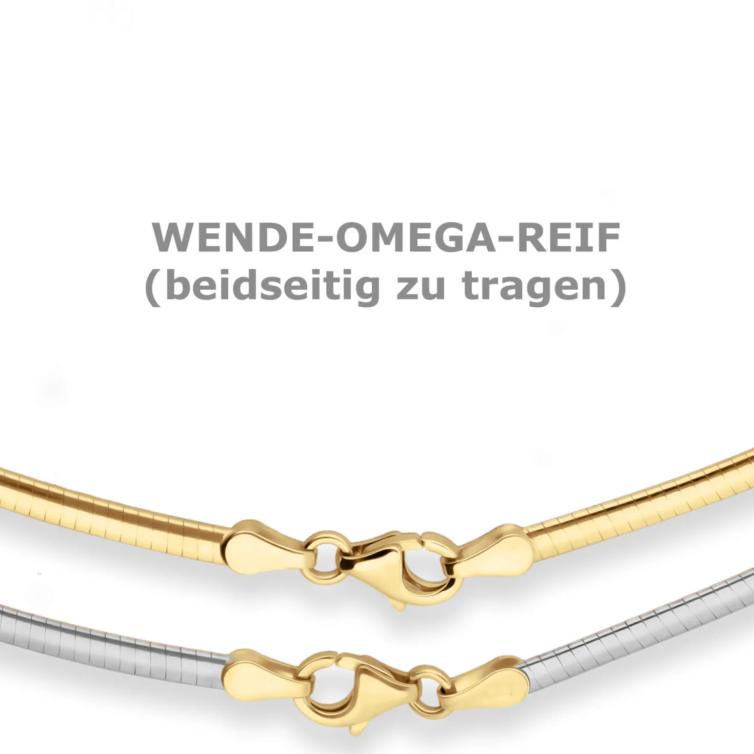 2,4mm Tondakette oval Collier Wendeomega flach aus 585 Gold gelb/weiß 42cm
