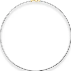 2,4mm Tondakette oval Collier Wendeomega flach aus 585 Gold gelb/weiß 42cm
