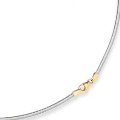 2,4mm Tondakette oval Collier Wendeomega flach aus 585 Gold gelb/weiß 42cm