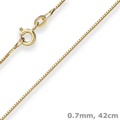 0,7mm Veneziakette Collier aus 585 Gold Gelbgold 42cm mit Zwischenöse