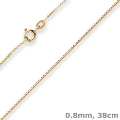 0,8mm Veneziakette Collier Halskette aus 585 Gold Gelbgold 38cm mit Zwischenöse