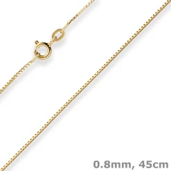 0,8mm Veneziakette Collier Halskette aus 585 Gold Gelbgold 45cm mit Zwischenöse