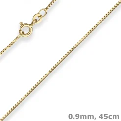 0,9mm Veneziakette Collier Halskette aus 333 Gold Gelbgold 45cm mit Zwischenöse