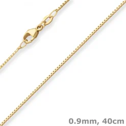 0,9mm Veneziakette Goldkette Collier Halskette aus 750 Gold Gelbgold 40cm