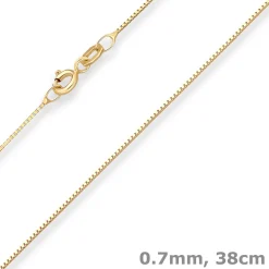 0,7mm Veneziakette Goldkette Collier Halskette aus 750 Gold Gelbgold 38cm