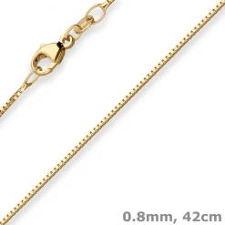 0,8mm Veneziakette Goldkette Collier Halskette aus 585 Gold Gelbgold 42cm