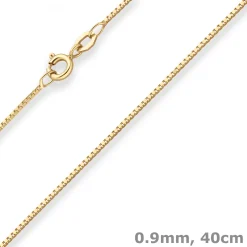 0,9mm Veneziakette Goldkette Collier Halskette aus 375 Gold Gelbgold 40cm
