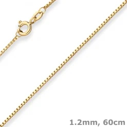 1,2mm Veneziakette Goldkette Collier Halskette aus 375 Gold Gelbgold 60cm