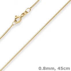0,8mm Veneziakette Goldkette Collier Halskette aus 585 Gold Gelbgold 45cm