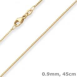 0,9mm Veneziakette Goldkette Collier Halskette aus 585 Gold Gelbgold 45cm