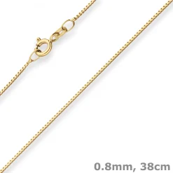 0,8mm Veneziakette Goldkette Collier Halskette aus 333 Gold Gelbgold 38cm
