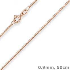 0,9mm Veneziakette Goldkette Collier Halskette aus 585 Gold Rotgold 50cm