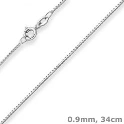 0,9mm Veneziakette Goldkette Collier Halskette aus 585 Gold Weißgold 34cm