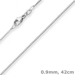 0,9mm Veneziakette Goldkette Collier Halskette aus 750 Gold Weißgold 42cm