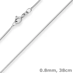 0,8mm Veneziakette Goldkette Collier Halskette aus 585 Gold Weißgold 38cm