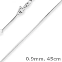 0,9mm Veneziakette Kette Collier aus 585 Gold Weißgold 45cm mit Zwischenöse