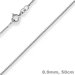 0,9mm Veneziakette Kette Collier aus 925 Silber rhodiniert 50cm mit Zwischenöse
