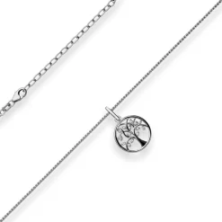 1,1mm Veneziakette rund Collier Lebensbaum 925 Silber rhodiniert 42cm Zirkonia