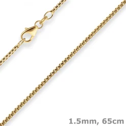 1,5mm Veneziakette rund Goldkette Collier Halskette aus 585 Gold Gelbgold 65cm