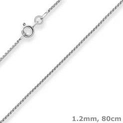 1,2mm Veneziakette rund Kette Collier Halskette aus 925 Silber rhodiniert 80cm