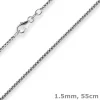 1,5mm Veneziakette rund Kette Collier Halskette aus 925 Silber rhodiniert 55cm