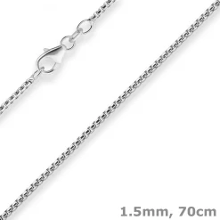 1,5mm Veneziakette rund Silberkette Collier Halskette aus 925 Silber 70cm