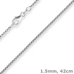 1,5mm Veneziakette rund Silberkette Collier Halskette aus 925 Silber 42cm