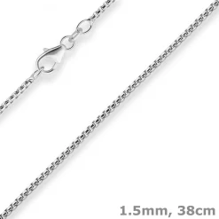 1,5mm Veneziakette rund Silberkette Collier Halskette aus 925 Silber 38cm