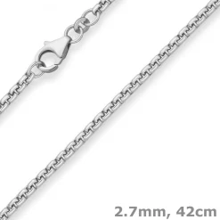 2,7mm Veneziakette rund Silberkette Collier Halskette aus 925 Silber 42cm