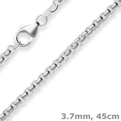 3,7mm Veneziakette rund Silberkette Collier Halskette aus 925 Silber 45cm