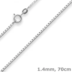 1,4mm Veneziakette Silberkette Collier Halskette aus 925 Silber rhodiniert 70cm