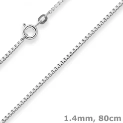1,4mm Veneziakette Silberkette Collier Halskette aus 925 Silber rhodiniert 80cm