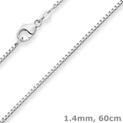 1,4mm Veneziakette Silberkette Collier Halskette aus 925 Silber rhodiniert 60cm